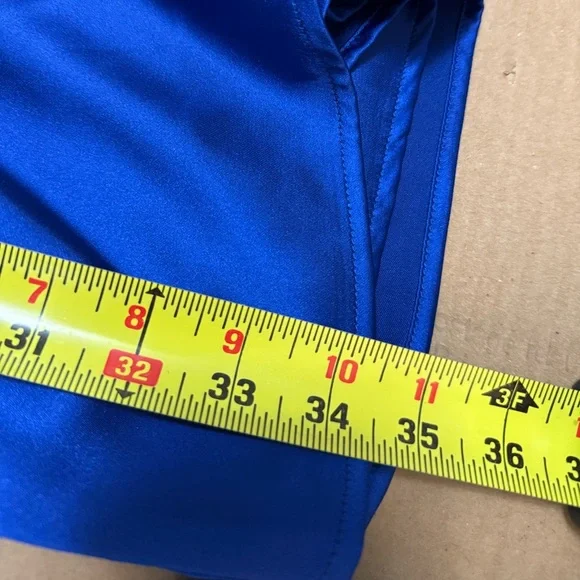 NWT Bar III Royal Blue Satin Long Sleeve Wrap Dress Career Cocktail Event - Picture 10 of 10